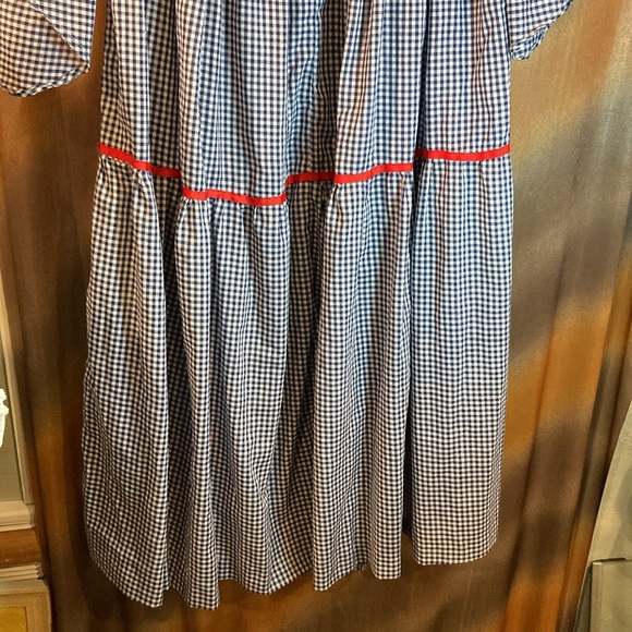 Vintage blue checkered with red bows size Small. longer in the back.‎ B5 - Picture 5 of 6